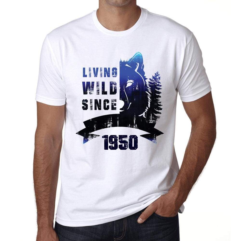 1950, Living Wild Since 1950 Men's T-shirt White Birthday Gift 00508 ultrabasic-com.myshopify.com