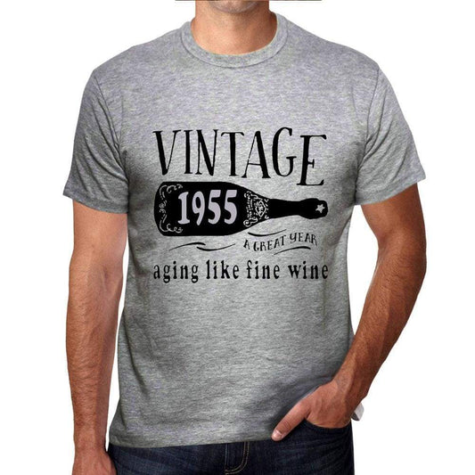 1955 Aging Like a Fine Wine Men's T-shirt Grey Birthday Gift 00459 ultrabasic-com.myshopify.com