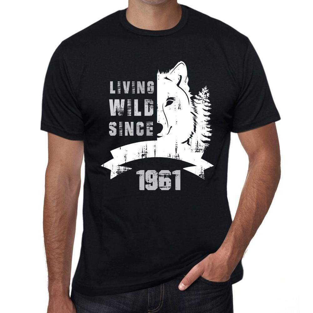 1961, Living Wild Since 1961 Men's T-shirt Black Birthday Gift 00498 - ultrabasic-com