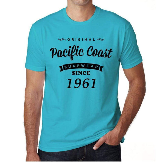 1961, Pacific Coast, Blue, Men's Short Sleeve Round Neck T-shirt 00104 - ultrabasic-com