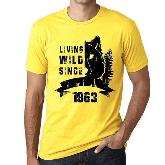 1963, Living Wild Since 1963 Men's T-shirt Yellow Birthday Gift 00501 - ultrabasic-com
