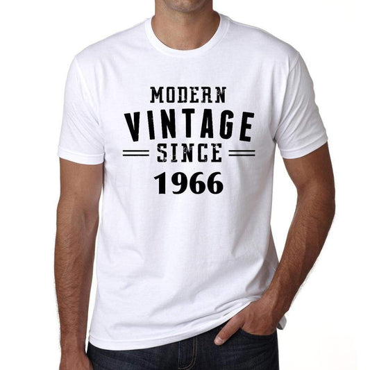 1966, Modern Vintage, White, Men's Short Sleeve Round Neck T-shirt 00113 - ultrabasic-com