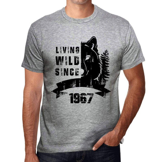 1967, Living Wild Since 1967 Men's T-shirt Grey Birthday Gift 00500 - ultrabasic-com