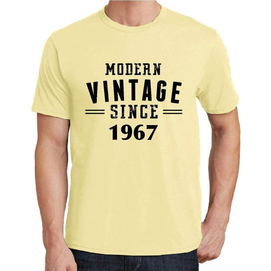 1967, Modern Vintage, Yellow, Men's Short Sleeve Round Neck T-shirt 00106 - ultrabasic-com