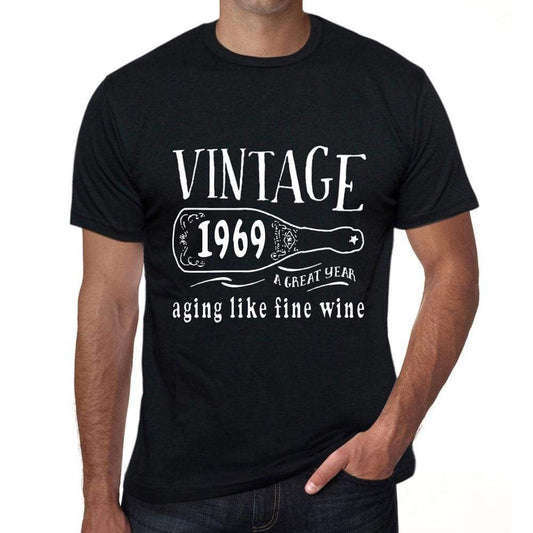 1969 Aging Like a Fine Wine Men's T-shirt Black Birthday Gift 00458 - ultrabasic-com