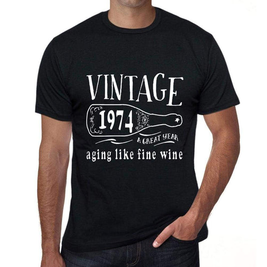 1974 Aging Like a Fine Wine Men's T-shirt Black Birthday Gift 00458 - ultrabasic-com