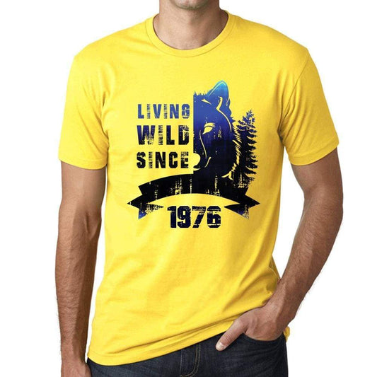 1976, Living Wild 2 Since 1976 Men's T-shirt Yellow Birthday Gift 00516 - ultrabasic-com