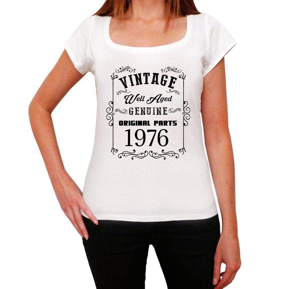 1976, Well Aged, White, Women's Short Sleeve Round Neck T-shirt 00108 - ultrabasic-com