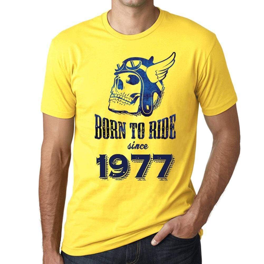 1977, Born to Ride Since 1977 Men's T-shirt Yellow Birthday Gift 00496 - ultrabasic-com