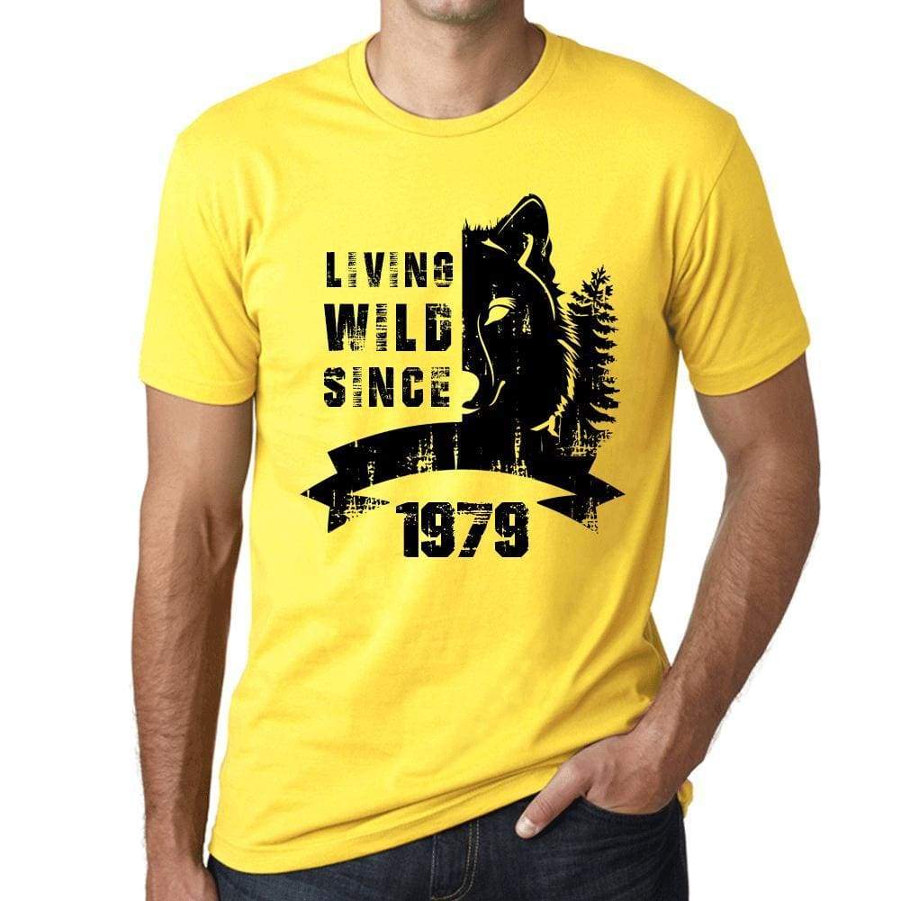 1979, Living Wild Since 1979 Men's T-shirt Yellow Birthday Gift 00501 - ultrabasic-com