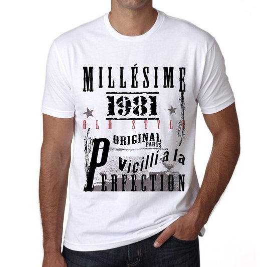 1981,birthday gifts for him,birthday t-shirts,Men's Short Sleeve Round Neck T-shirt , FR Vintage White Men's 00135 - ultrabasic-com