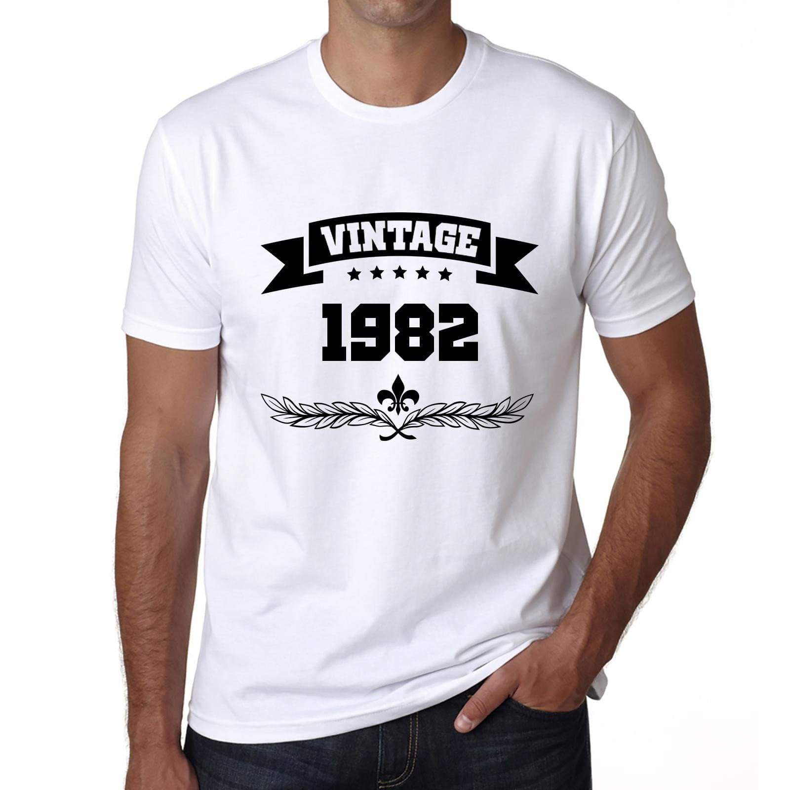 1982 Vintage Year White, Men's Short Sleeve Round Neck T-shirt 00096 - ultrabasic-com