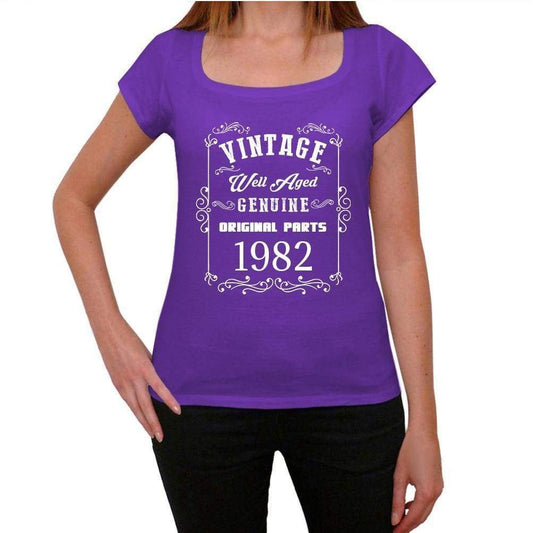 1982, Well Aged, Purple, Women's Short Sleeve Round Neck T-shirt 00110 - ultrabasic-com
