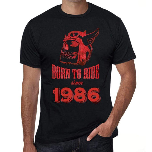1986, Born to Ride Since 1986 Men's T-shirt Black Birthday Gift 00493 - ultrabasic-com