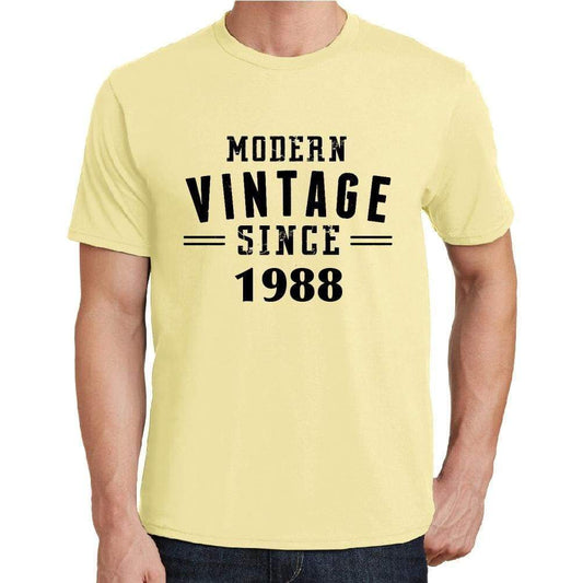 1988, Modern Vintage, Yellow, Men's Short Sleeve Round Neck T-shirt 00106 - ultrabasic-com