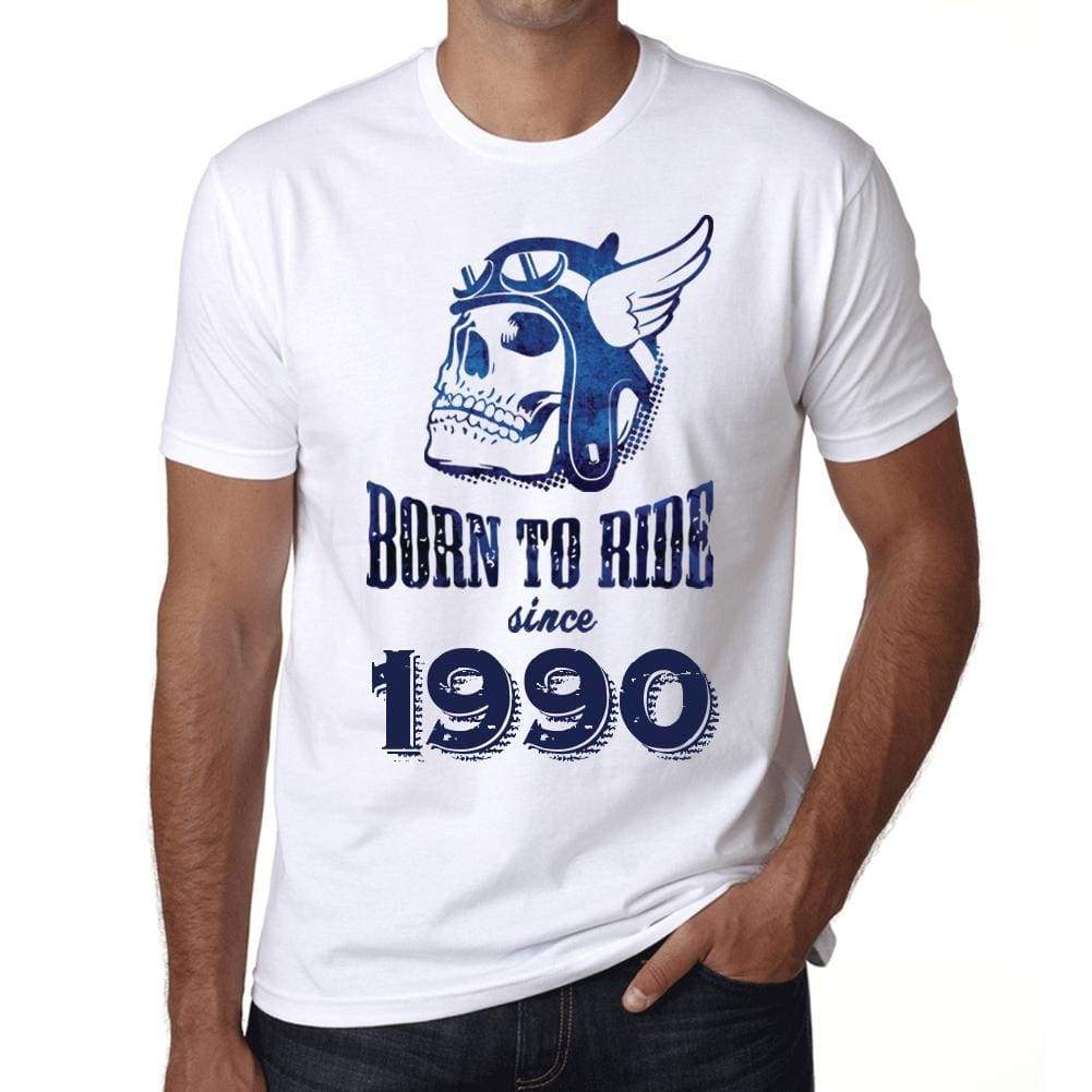 1990 Born To Ride Since 1990 Mens T-Shirt White Birthday Gift 00494 - White / Xs - Casual