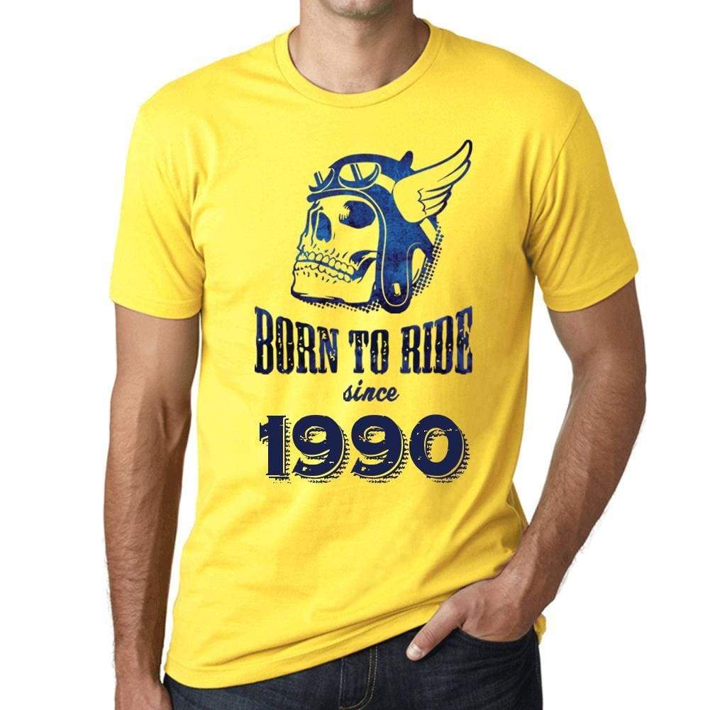 1990 Born To Ride Since 1990 Mens T-Shirt Yellow Birthday Gift 00496 - Yellow / Xs - Casual