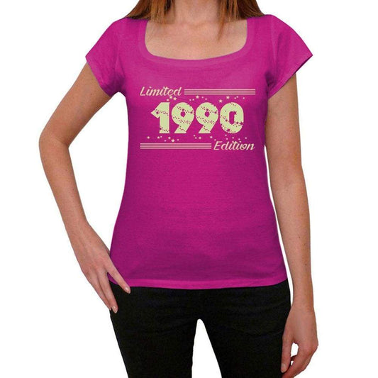 1990 Limited Edition Star Womens T-Shirt Pink Birthday Gift 00384 - Pink / Xs - Casual