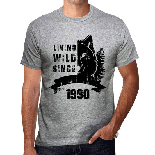 1990 Living Wild Since 1990 Mens T-Shirt Grey Birthday Gift 00500 - Grey / Small - Casual