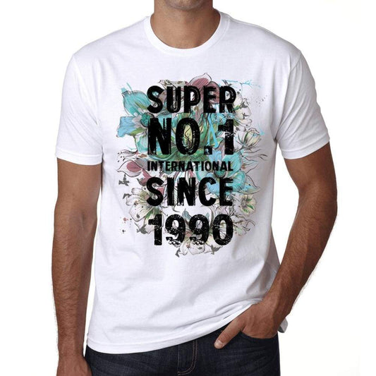 1990 Super No.1 Since 1990 Mens T-Shirt White Birthday Gift 00507 - White / Xs - Casual