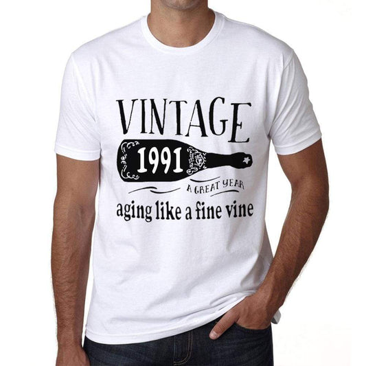 1991 Aging Like A Fine Wine Mens T-Shirt White Birthday Gift 00457 - White / Xs - Casual