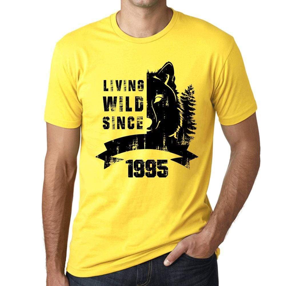 1995 Living Wild Since 1995 Mens T-Shirt Yellow Birthday Gift 00501 - Yellow / X-Small - Casual