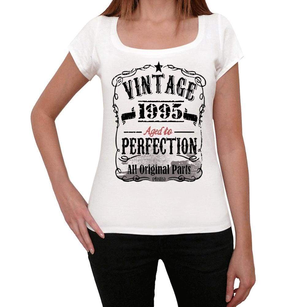 1995 Vintage Aged To Perfection Womens T-Shirt White Birthday Gift 00491 - White / Xs - Casual