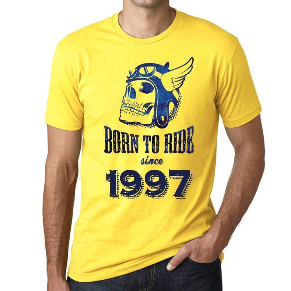 1997 Born To Ride Since 1997 Mens T-Shirt Yellow Birthday Gift 00496 - Yellow / Xs - Casual