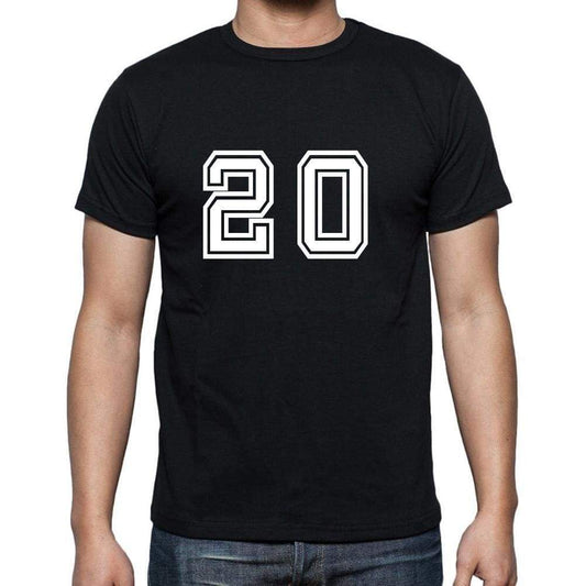 20 Numbers Black Mens Short Sleeve Round Neck T-Shirt 00116 - Casual