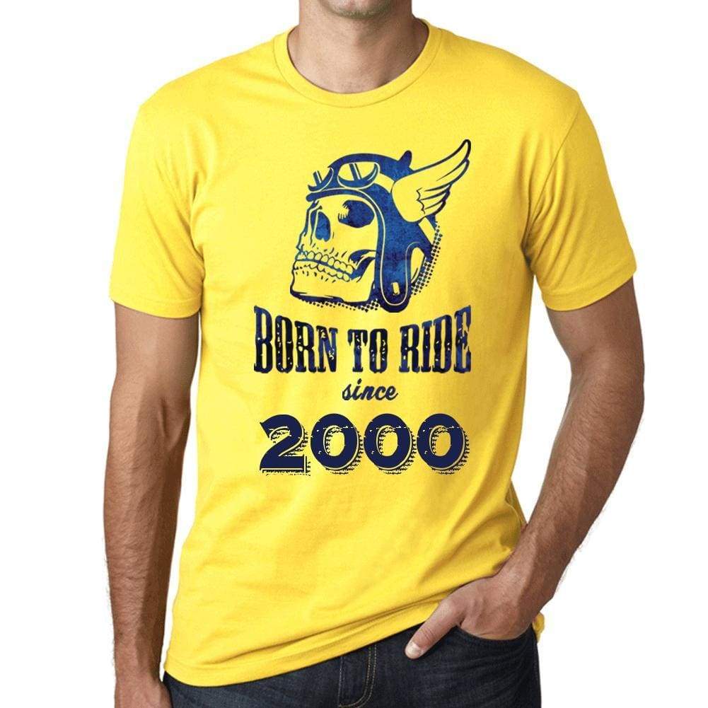 2000 Born To Ride Since 2000 Mens T-Shirt Yellow Birthday Gift 00496 - Yellow / Xs - Casual