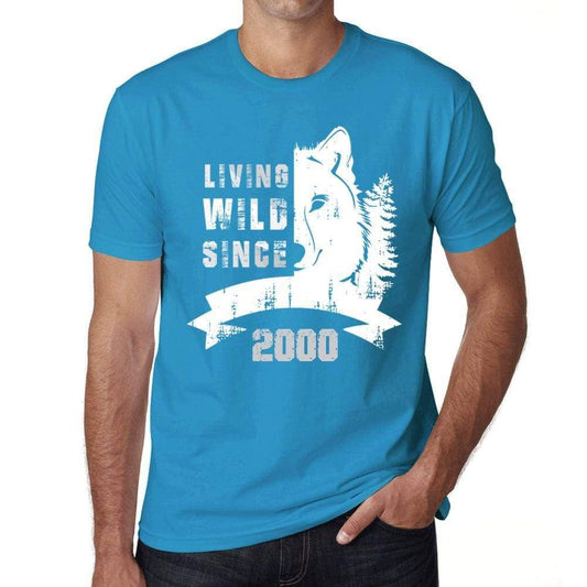 2000 Living Wild Since 2000 Mens T-Shirt Blue Birthday Gift 00499 - Blue / X-Small - Casual