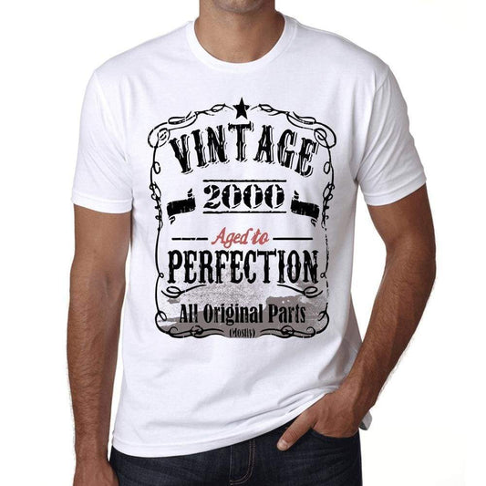 2000 Vintage Aged To Perfection Mens T-Shirt White Birthday Gift 00488 - White / Xs - Casual