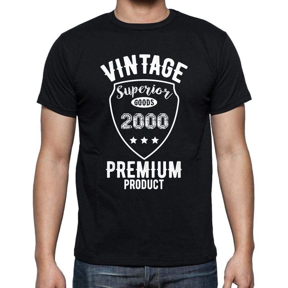 2000 Vintage Superior Black Mens Short Sleeve Round Neck T-Shirt 00102 - Black / S - Casual