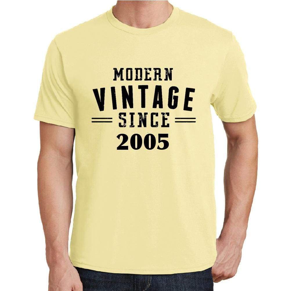 2005 Modern Vintage Yellow Mens Short Sleeve Round Neck T-Shirt 00106 - Yellow / S - Casual
