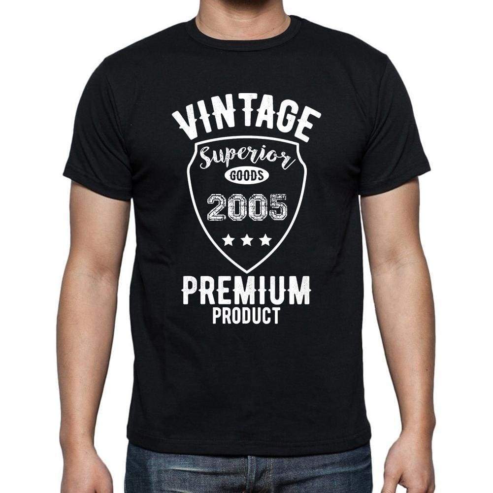 2005 Vintage Superior Black Mens Short Sleeve Round Neck T-Shirt 00102 - Black / S - Casual