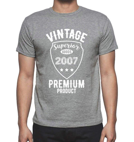 2007 Vintage Superior Grey Mens Short Sleeve Round Neck T-Shirt 00098 - Grey / S - Casual