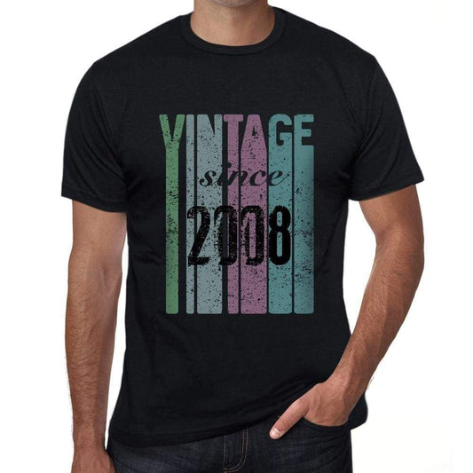 2008 Vintage Since 2008 Mens T-Shirt Black Birthday Gift 00502 - Black / X-Small - Casual