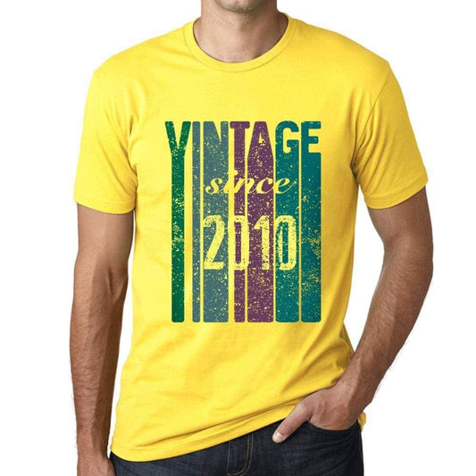 2010 Vintage Since 2010 Mens T-Shirt Yellow Birthday Gift 00517 - Yellow / Xs - Casual
