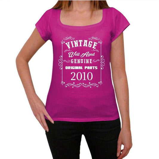 2010 Well Aged Pink Womens Short Sleeve Round Neck T-Shirt 00109 - Pink / Xs - Casual