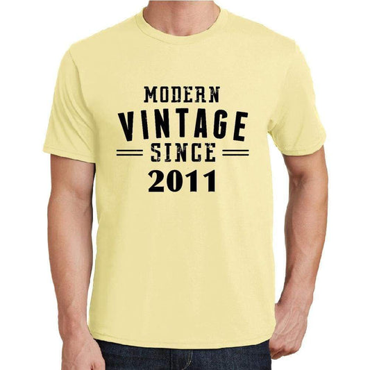 2011 Modern Vintage Yellow Mens Short Sleeve Round Neck T-Shirt 00106 - Yellow / S - Casual