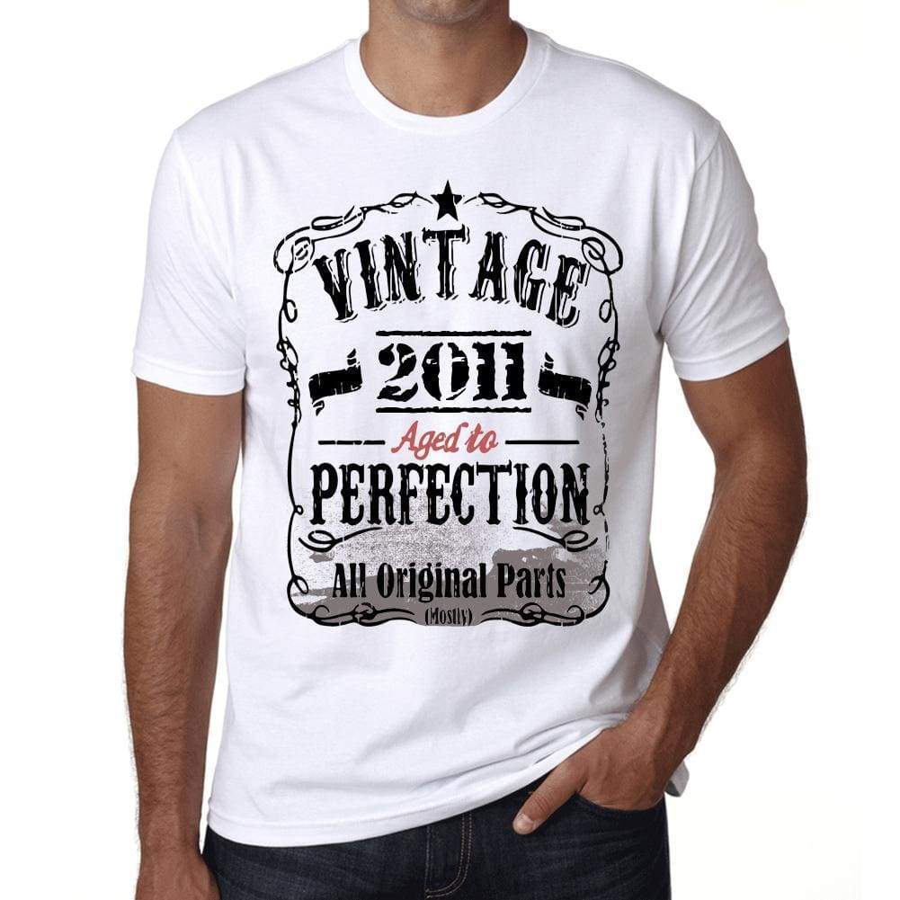 2011 Vintage Aged To Perfection Mens T-Shirt White Birthday Gift 00488 - White / Xs - Casual