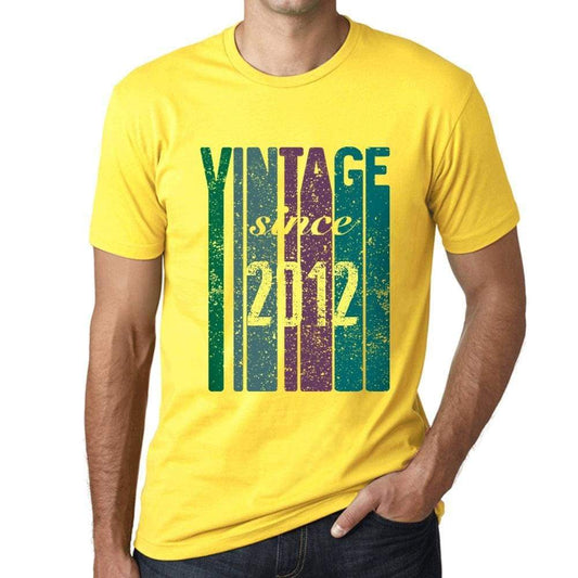 2012 Vintage Since 2012 Mens T-Shirt Yellow Birthday Gift 00517 - Yellow / Xs - Casual