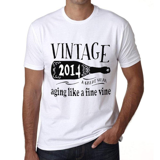2014 Aging Like A Fine Wine Mens T-Shirt White Birthday Gift 00457 - White / Xs - Casual