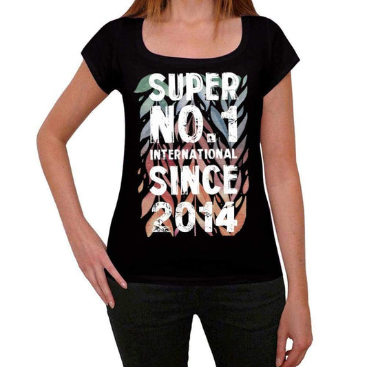 2014 Super No.1 Since 2014 Womens T-Shirt Black Birthday Gift 00506 - Black / Xs - Casual