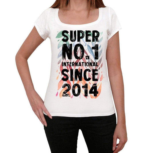2014 Super No.1 Since 2014 Womens T-Shirt White Birthday Gift 00505 - White / Xs - Casual