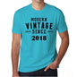 2018 Modern Vintage Blue Mens Short Sleeve Round Neck T-Shirt 00107 - Blue / S - Casual