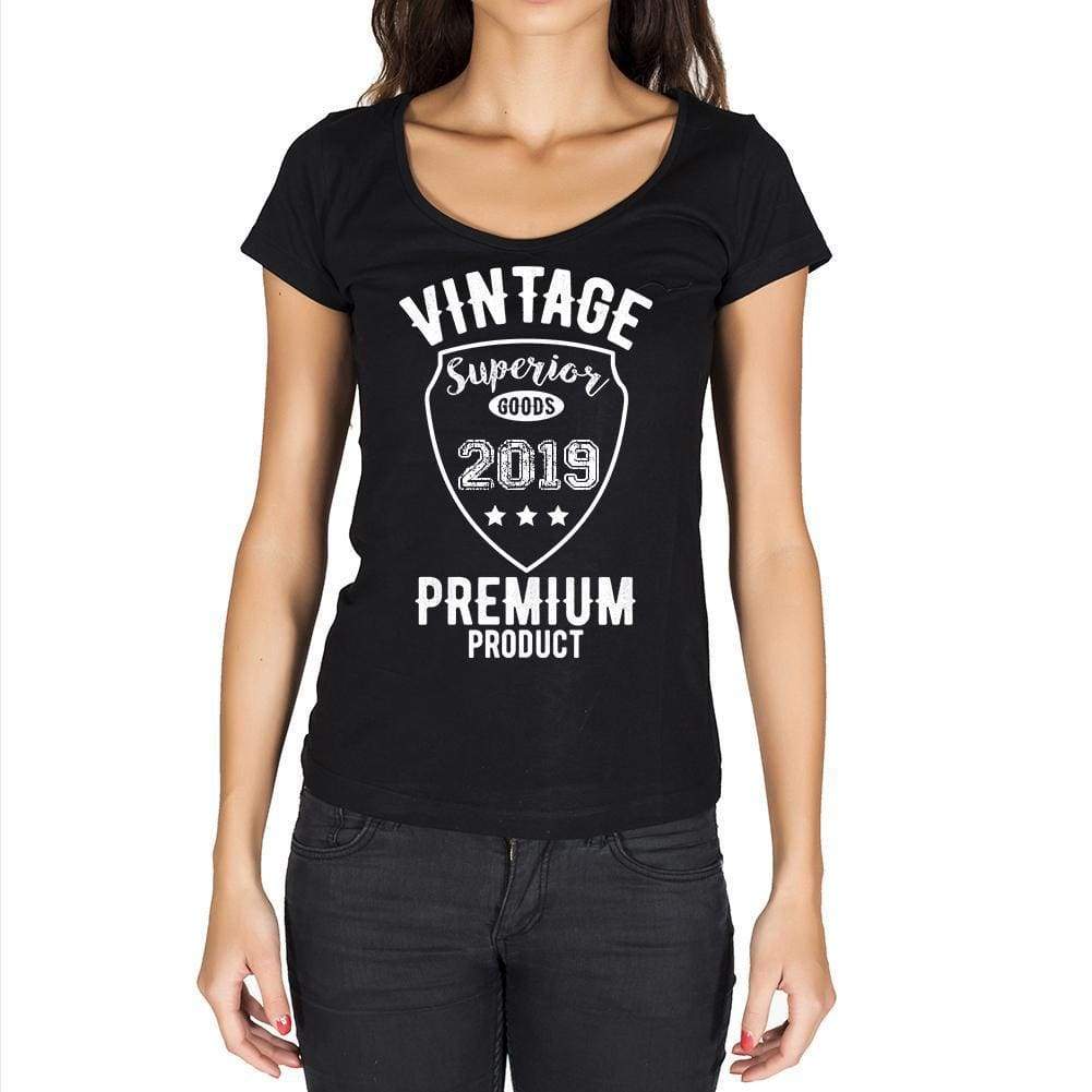 2019 Vintage Superior Black Womens Short Sleeve Round Neck T-Shirt 00091 - Black / Xs - Casual
