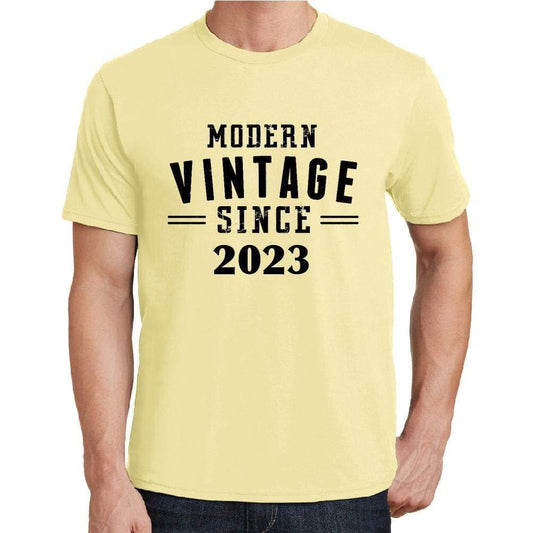 2023 Modern Vintage Yellow Mens Short Sleeve Round Neck T-Shirt 00106 - Yellow / S - Casual