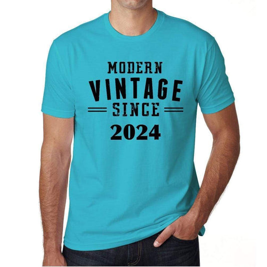 2024 Modern Vintage Blue Mens Short Sleeve Round Neck T-Shirt 00107 - Blue / S - Casual