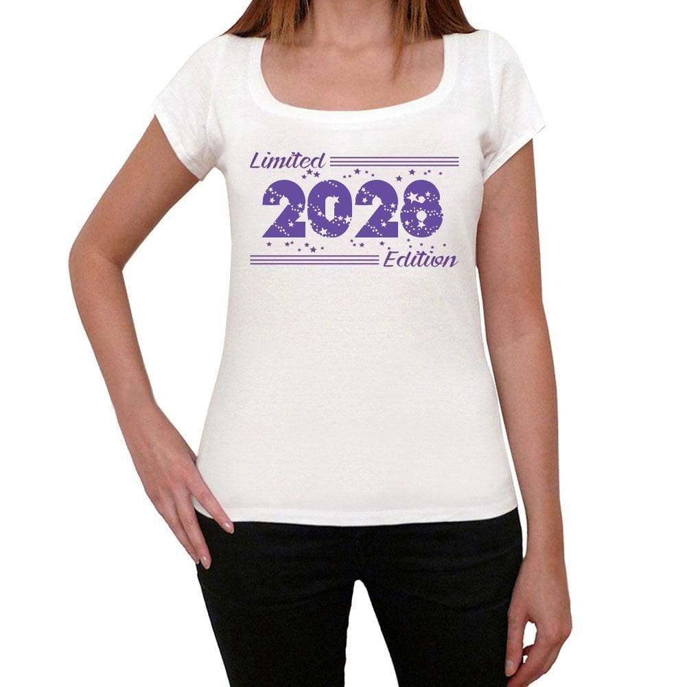 2028 Limited Edition Star Womens T-Shirt White Birthday Gift 00382 - White / Xs - Casual